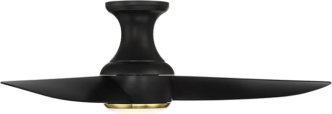 Corona Smart Indoor and Outdoor 3-Blade Flush Mount Ceiling Fan 44in Satin Brass Black 2700K LED Light Kit and Remote Control worksworks with Alexa and iOS or Android App