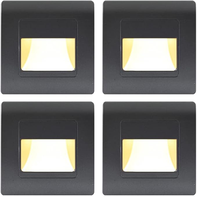 Recessed LED Stair Light Wall Lamp Motion Sensor Wall Lamp AC85-265V Step Lamp Corridor Lighting Indoor Wall Lighting 4PcsWarmWhite Black