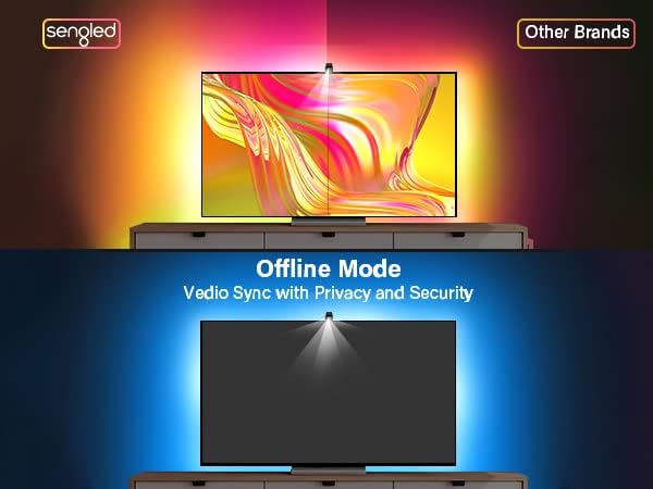 Sengled Envisual TV Led Lights(TV Sync Suppoorts Off-line), TV LED Backlights with Camera for 60-65 inch TVS, Smart Ambient WiFi RGB Lights, Works with Alexa & Google Assistant, App Control, Vision G2
