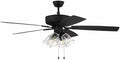 Craftmade P104ESP5-52ESPWLN Pro Plus 52" Ceiling Fan with LED Lights & Pull Chain, 5 Reversible Espresso/Walnut MDF Blades, Espresso