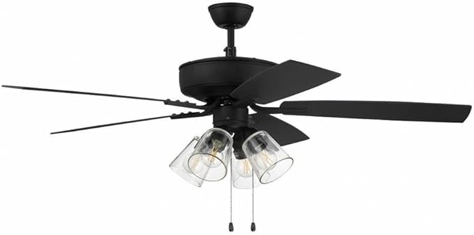 Craftmade P104ESP5-52ESPWLN Pro Plus 52" Ceiling Fan with LED Lights & Pull Chain, 5 Reversible Espresso/Walnut MDF Blades, Espresso