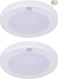 LIT-PaTH LED Flush Mount Ceiling Light, Closet Lighting Fixture with Motion Sensor, 10.5W, 700 Lumen, 6.2 Inch, Anti-Rust Galvanized Housing, White Finish 5000K 2-Pack
