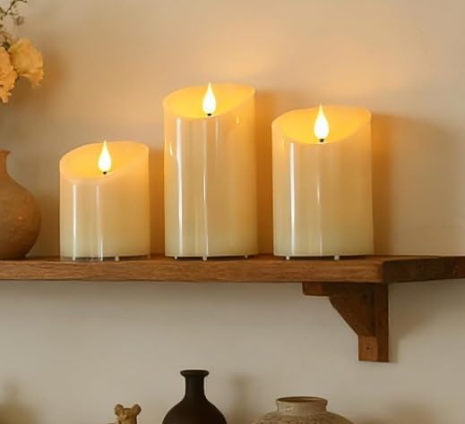 UBREW USA USB Powered Candles. Realistic Flickering Flameless Candles. USB Powered. Electric Extra Bright Real Wax Pillars LED Candle