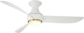 Corona Smart Indoor and Outdoor 3-Blade Flush Mount Ceiling Fan 52in Satin Brass White 3000K LED Light Kit and Remote Control works with Alexa, Google Assistant, Samsung Things, and iOS or Android App