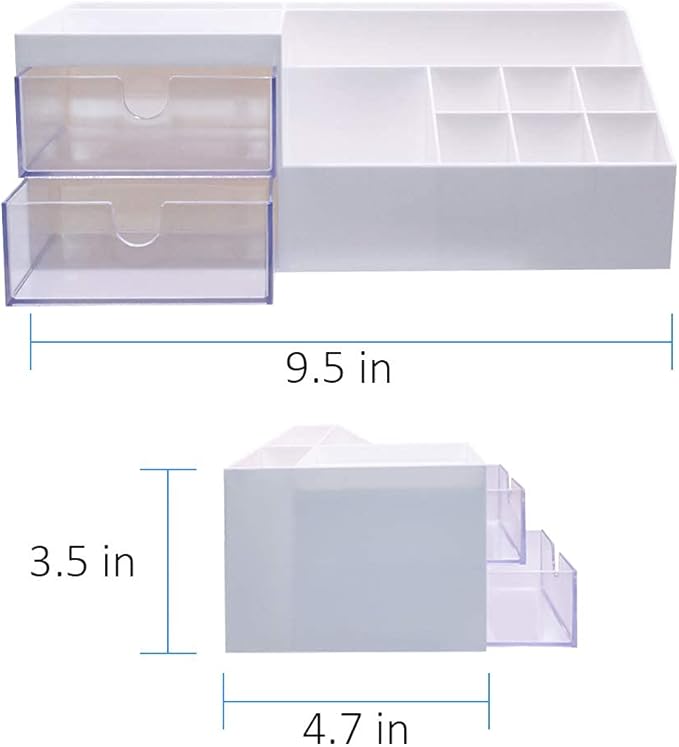 Granvela Multi-Functional Desk Organizer | Bedside Storage Box with Drawers for Home, Office, and School | Makeup Display and Storage Box- Size: Small (9.5 x 4.7 x 3.5 inches)