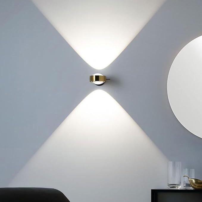 Globe Led Wall Sconce up down Modern Wall Light Fixture 6W Aluminum Wall Washer with Glass Lens Shade, Indoor Mini Decor Lighting Fixture for Bedroom Living Room Hallway Corridor/Brushed D/3 Color Mod