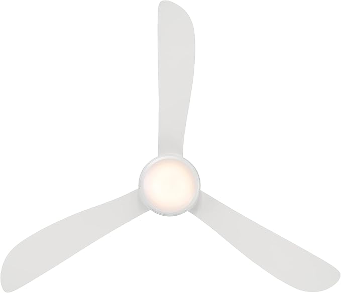 Corona Smart Indoor and Outdoor 3-Blade Flush Mount Ceiling Fan 52in Matte White 2700K LED Light Kit and Remote Control worksworks with Alexa and iOS or Android App