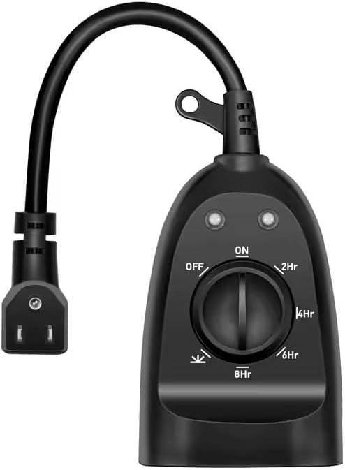 Sper Scientific Dual Outlet Weatherproof Plug-in Timer with Dusk to Dawn Setting 810061 – Outdoor Light Timer with Photocell Sensor, 7 Modes, 2 Grounded Outlets - for Yard, Patio, Holiday Lights