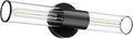 Bathroom Vanity Light Fixture, 2-Light Black Wall Sconce Lighting Fixture with Clear Glass, Indoor E26 Stocket Wall Lamp for Mirror Living Room Hallway(Bulb Not Included)
