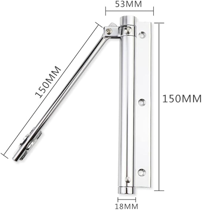 zeng Automatic Door Closer, 304 Stainless Steel, Surface Mounted, Adjustable Spring, Commercial and Residential (Silver)