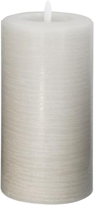 LumiPur Signature Natural Glow Flickering Flameless LED Wax Pillar Candle (4" x 8", Gray Fog)