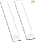 2 Pack Under Cabinet Lighting, 3 Colors & Dimmable Motion Sensor Light Indoor, 900mAh Rechargeable Under Cabinet Lighting Magnetic for Kitchen, Stairs, Closets, White(ABS+PC)