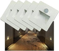 5Pcs 3W Recessed LED Motion Sensor Stair Lights, 3000K Warm White, Wall-Mounted Indoor Step Lamps - Silver Finish