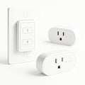 LoraTap Remote Control Outlet, On Off Light Switch with Wall Plate - Wireless Control 2 Plugs from 100ft, No WiFi Needed, Ideal for Lamps, Fans, Small Appliances(1 Remote + 2 Outlets)