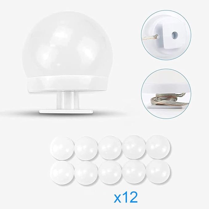 Andy's Orchids Vanity Mirror Lights Kit, Makeup Lights, Vanity Lights, Mirror Lights Strip, Adjustable Color and Brightness with 12 Bulbs, LED Light Bulbs, Dimmable Dressing Mirror Lamps Bulbs