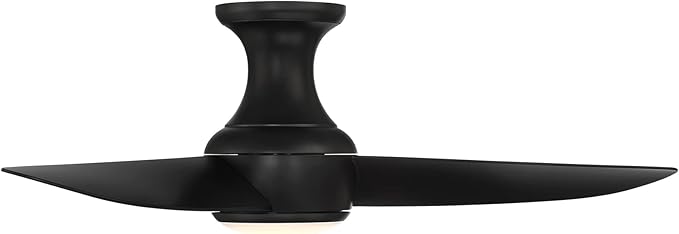 Modern Forms Corona Smart Indoor and Outdoor 3-Blade Flush Mount Ceiling Fan 44in Matte Black 3500K LED Light Kit and Remote Control worksworks with Alexa and iOS or Android App