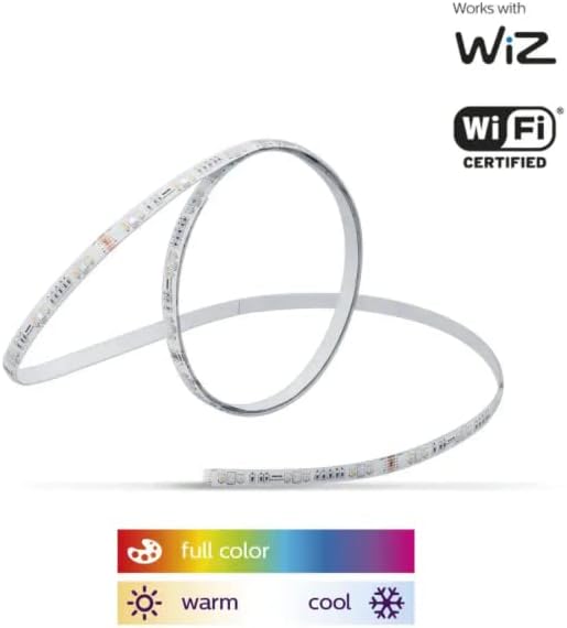 PHILIPS Smart Wi-Fi Wiz Connected Color and White Dimmable Tunable Light Strip Starter Kit 6.5ft (2M), 25249
