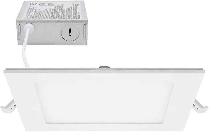 Maxxima Luvoni 6 in. Smart WiFi Slim Square LED Downlight - CCT 2700K-6500K, 900 Lumens, 12 Watt Dimmable Flat Panel Light Fixture, J-Box Included