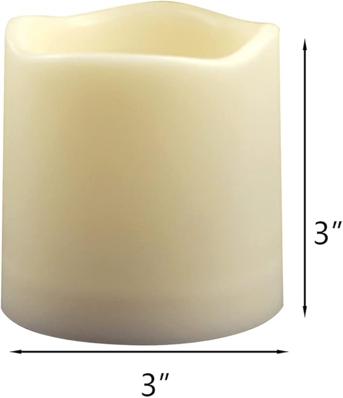 3”X3” 4 Pack LED Outdoor Candles Battery Operated Waterproof Flameless Pillar Candles with Timer Electric Flickering LED Lights for Christmas, Halloween, Wedding Party, Home, Garden Decorations