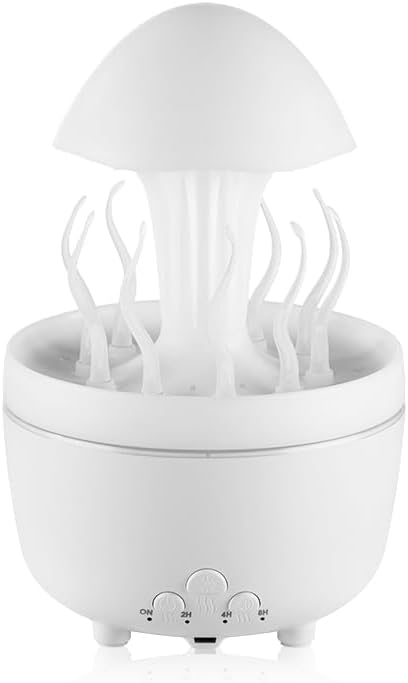 300ml Cute Diffuser Jellyfish Humidifier with 7 Changing Colors LED Lights, Rain Cloud Diffuser for Home Bedroom Office