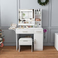 Makeup Vanity Desk with Mirror and Lights, Vanity Table Set with Storage Drawers, Charging Station & Storage Stool, Large Dressing Table for Women Girls Bedroom, White