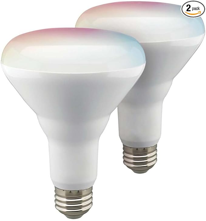 Satco S11276 Starfish BR30 WiFi Smart LED Color-Changing Light Bulb, Works with Siri, Alexa, Google Assistant, SmartThings, 2700K-5000K, 2-Pack