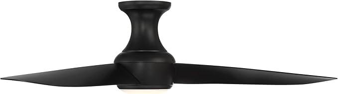 Modern Forms Corona Smart Indoor and Outdoor 3-Blade Flush Mount Ceiling Fan 52in Matte Black 2700K LED Light Kit Google Assistant, Samsung Things, and iOS or Android App