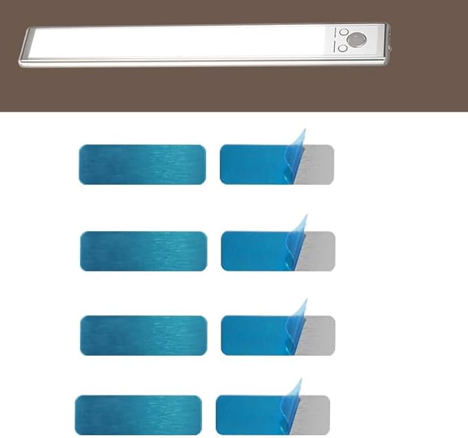 10 Pack Under Cabinet Lights Mount Metal Plates Adhesive Backing Sticky Iron Strips Sticker for Magnetic Under Cabinet Lighting Rechargeable Motion Sensor Lights Wireless Under Counter Light