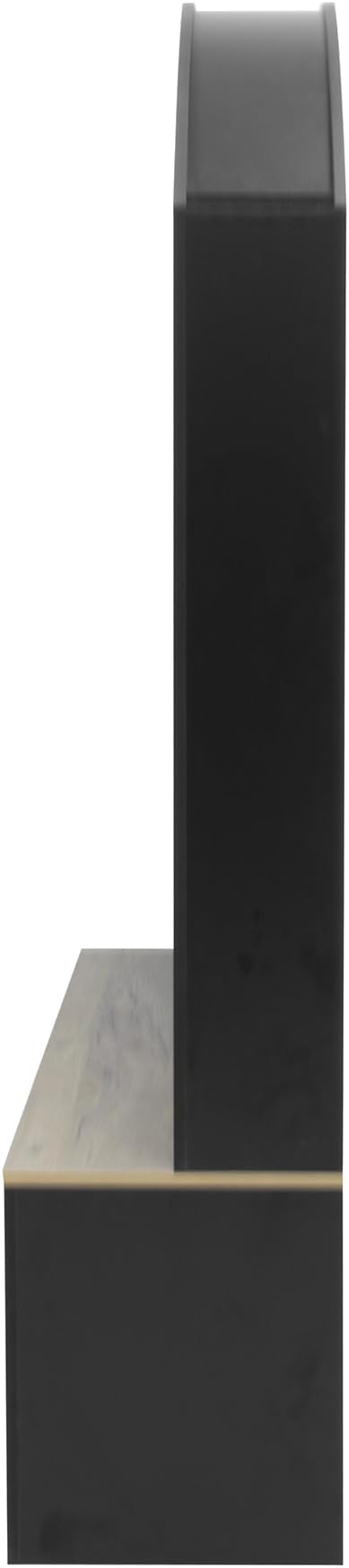 Merax 59" Multi-Functional Hall Tree with Shoe Racks, Curved Style Scandinavian Entryway Organizer with Hangers, Hooks & Shelves for Mudroom, Living Room, Black+Natural