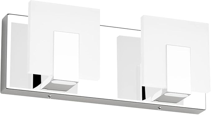 Aipsun 2 Lights Dimmable Modern LED Vanity Light for Bathroom Frosted White Acrylic Chrome Up and Down Bathroom Wall Light Fixtures Over Mirror(White Light 6000K)