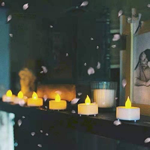 Tea Lights,50 Pack Flameless LED Tealight Candles,Realistic Flickering Warm Yellow Battery Operated LED Tea Lights Candles. Ideal for Parties, Weddings, Birthdays, Festival Celebration