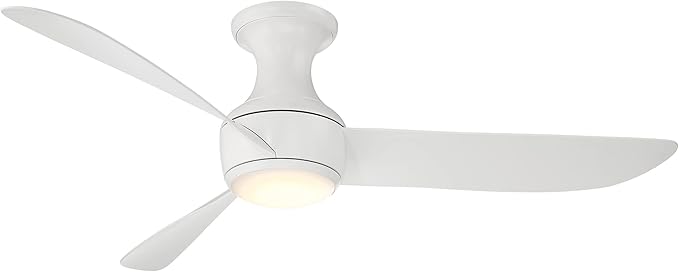 Corona Smart Indoor and Outdoor 3-Blade Flush Mount Ceiling Fan 52in Matte White 2700K LED Light Kit and Remote Control worksworks with Alexa and iOS or Android App