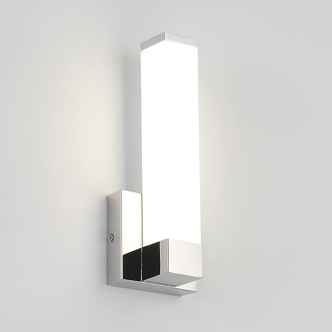 Chrome Wall Lights for Bedroom Modern Indoor LED Hallway Sconces Corner Light 12" Inch Height 12W 4000K Bedside Stair Sconces Wall Lighting Lamps 110V AC