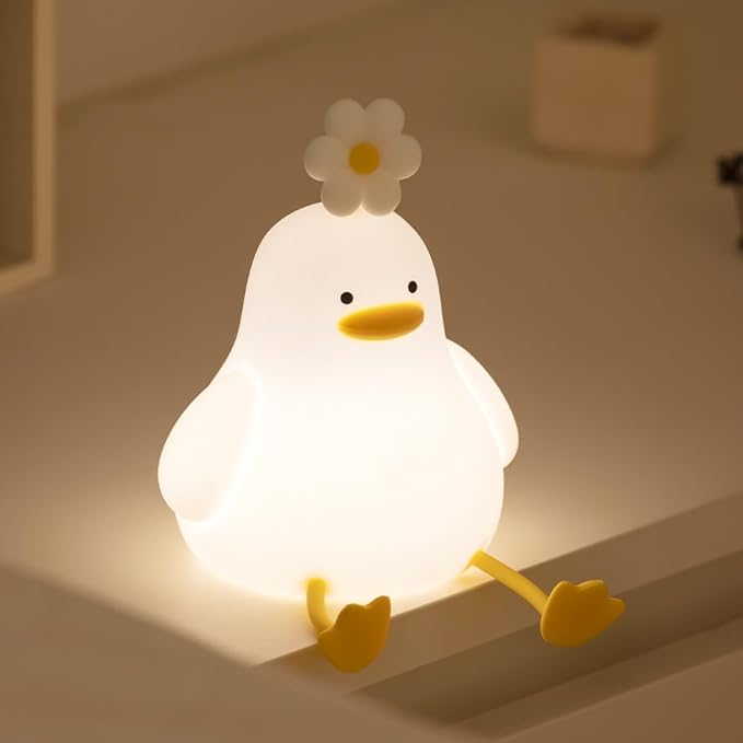 Cute Duck Night Light for Baby Kids Toddler, 3 Level Dimmable Squishy Duck Lamp, 30 Min Timer Off Nursery Bedside Nightlight, Rechargeable Touch Lamp for Bedrooms Living Room Decor Gift Ideas
