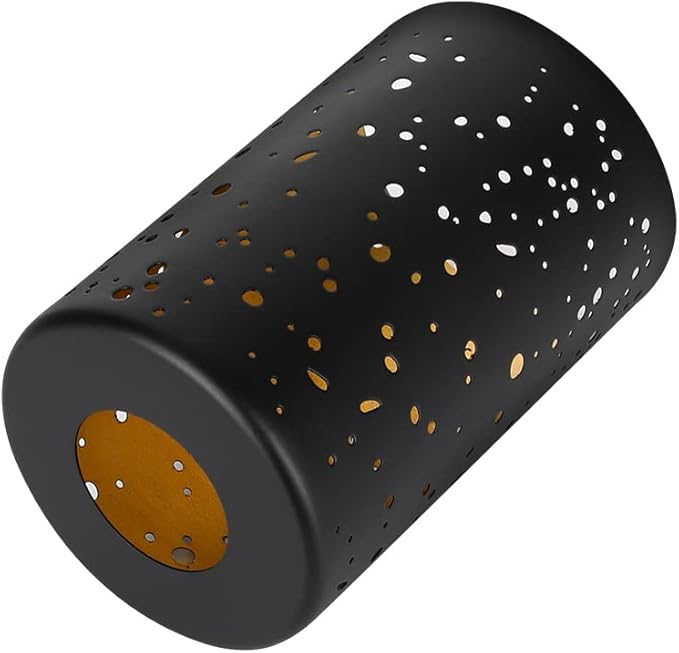 ALUCSET Cylinder Metal Lampshade, Sky Stars Design, Fixture Replacement Globes or Shades with 1-5/8 Inch Fitter Opening, Set of 2 (Black/Gold)