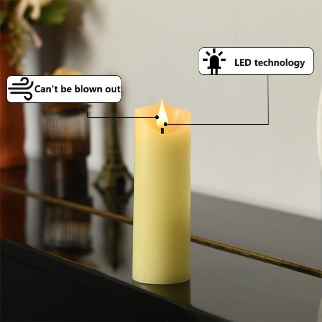 Rechargeable Flameless Candles, Flickering Battery Operated LED Candles, Ivory Real Wax Candle with Remote and Timer, 3D Wick Pillar Candle for Home Fireplace, Party Decoration 2" x 5"