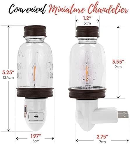 Autumn Alley Rustic Mini Mason Jar Night Light in Bronze | Auto On/Off Sensor | Plug in Farmhouse Wall Decor | Cute Country Night Light | Energy Efficient LED Bulb | Timeless Design