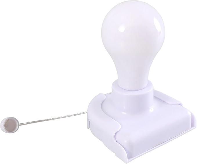 4 Pack Stick-Up Battery Operated Light Bulb, Wireless LED Closet Light Bulb, Self Adhesive Wall Mounted Light Fixture with Pull Chain for Cabinet Bedroom Living Room Kitchen, Milk White Cover