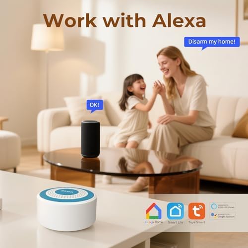 Alarm System for Home Security,9 Pieces Smart WiFi Door Alarm System with APP Alert,Window Motion Sensor Alarm,Remote Control, Loud Siren,Compatible with Alexa