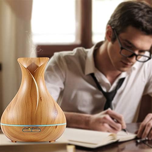 Essential Oil Diffuser Tulip Light Wood Diffuser LED Advanced Cool Mist Humidifier 14 Color LED Night Light - Our Best Wood Grain - Birthday Gifts & Housewarming Gifts