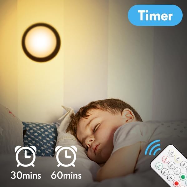 BLS LED Puck Lights with Remote Control, Wireless Under Cabinet & Closet Lighting, RGB 13 Color Changing Lights with Dimmer, Timer & AA Battery Operated, Push, Touch, Stick on for Night, Black, 6 Pack