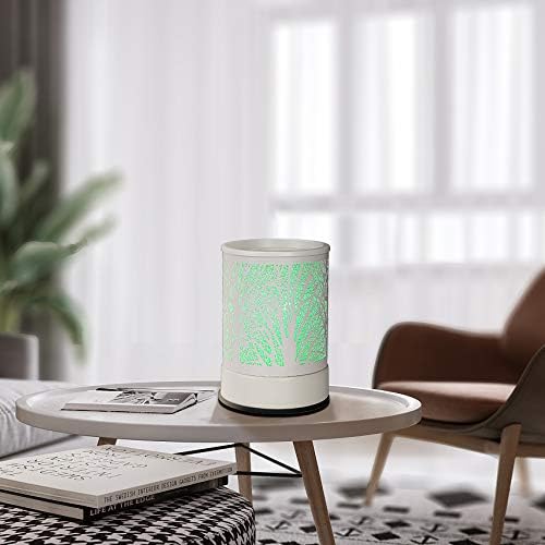 Fragrance Wax Melts Warmer with 7 Colors LED Changing Light Classic Black Forest Design Scent Oil Candle Warmer for Home White Tree