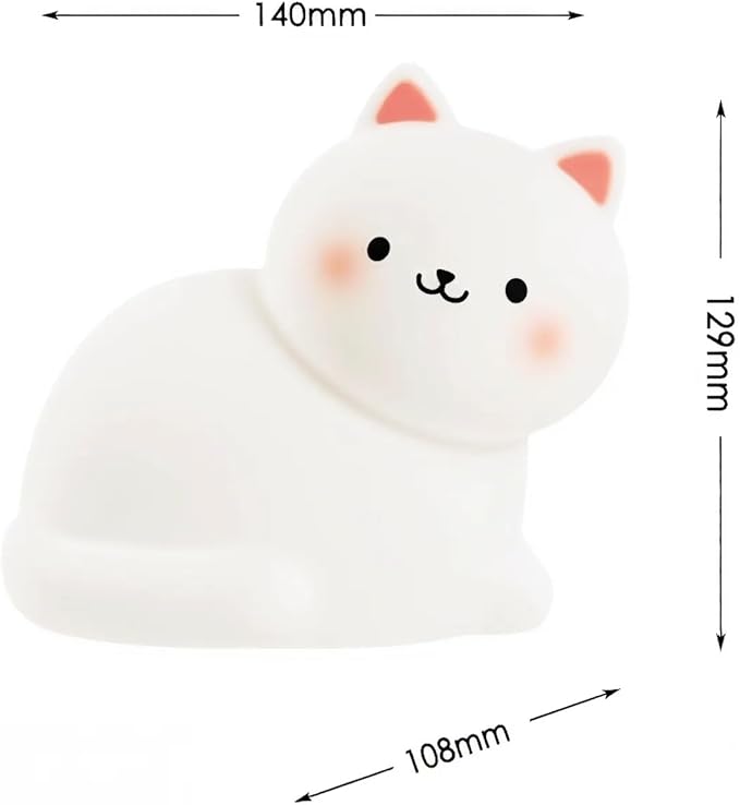 Cat Night Light for Kids,7 Colors Lamp,Tap Dimmable,Rechargeable Portable and Squishy Silicone Led Nightlight,Kawaii Gift,Timing Bedside Lamp,Nursery,Toddler,Breastfeeding,Kids Room Decor,Birthday