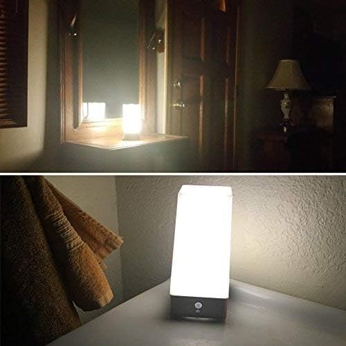 2pack Square Retro LED Night Light,Bedside Lamp with Wireless PIR LED Motion Sensor Night Light, Battery Powered Light for Living,Bedroom,Bathroom,Hallway,Kitchen…