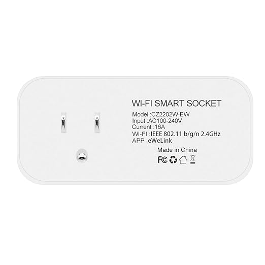 Ewelink 16A WiFi Dual Smart Outlet Plug with 2 Independent Control Sockets, App Control Timer Switch, 2-in-1 Compact Design, Compatible with Alexa,Google, SmartThings