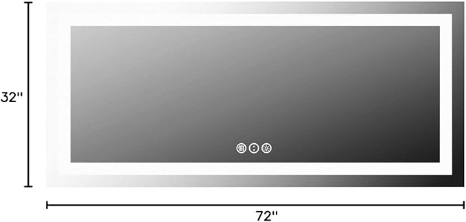 Amorho LED Bathroom Mirror, 72" X32" Mirror with Front and Backlight, Large Dimmable Wall Mirrors with Anti-Fog, Shatter-Proof, Memory, 3 Colors, ETL Listed