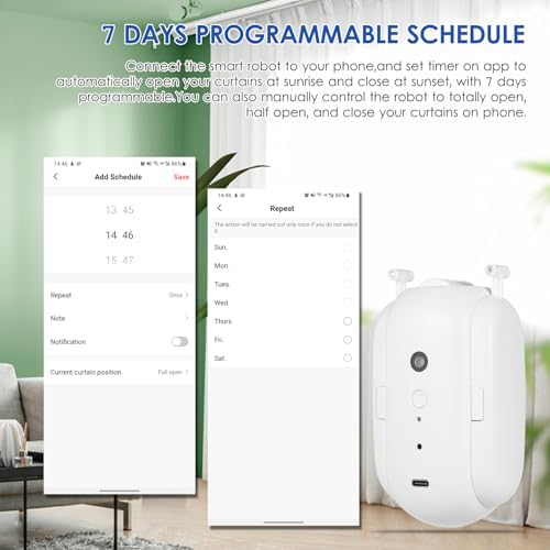 Automatic Curtain Rod Opener, Smart Home Curtain Robot with Remote Voice Control, Easy to Install, Sensor Enabled for Temperature and Light (U-rail Type Pack of 1)