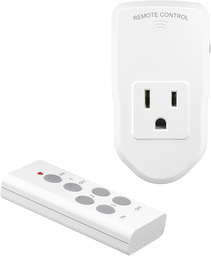 BN-LINK Wireless Remote Control Outlet Electrical Switch for Lights, Fans, Christmas Lights, Small Appliance, 100ft Long Range White 10A/1200W, 1 Remote + 1 Outlet, ETL & FCC Certified