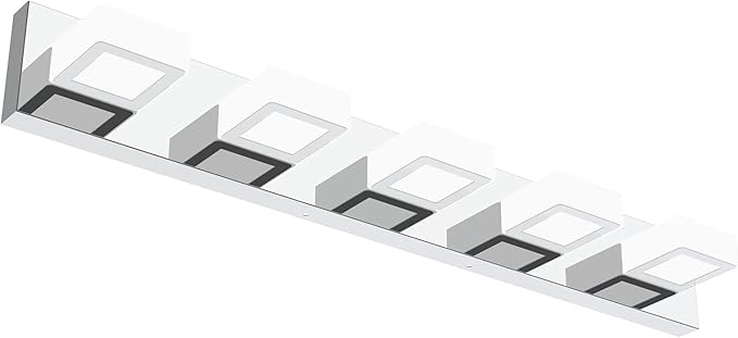 Ralbay Chrome Bathroom Vanity Lighting Fixtures Acrylic Rotable 360° LED Modern Bathroom Vanity Light Over Mirror (6000K White Light)