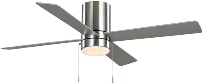 LYTIO Scenic 52 in. Integrated LED Indoor Brushed Nickel Hugger Ceiling Fan with Reversible Motor & Reversible Blades Included